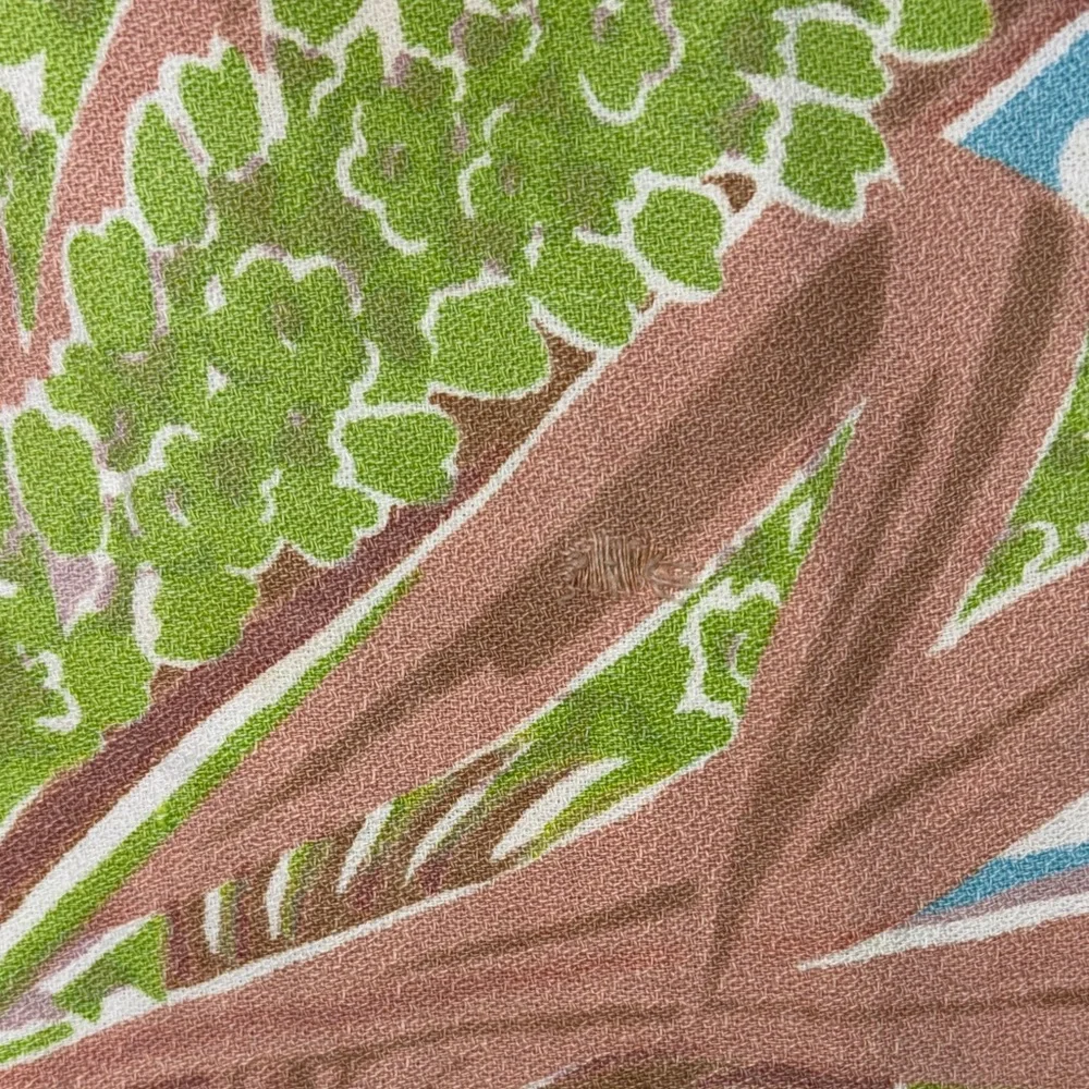 Vintage 1950’s tropical pastel Floral tablecloth- Blue, Green, and Pink. 150‎